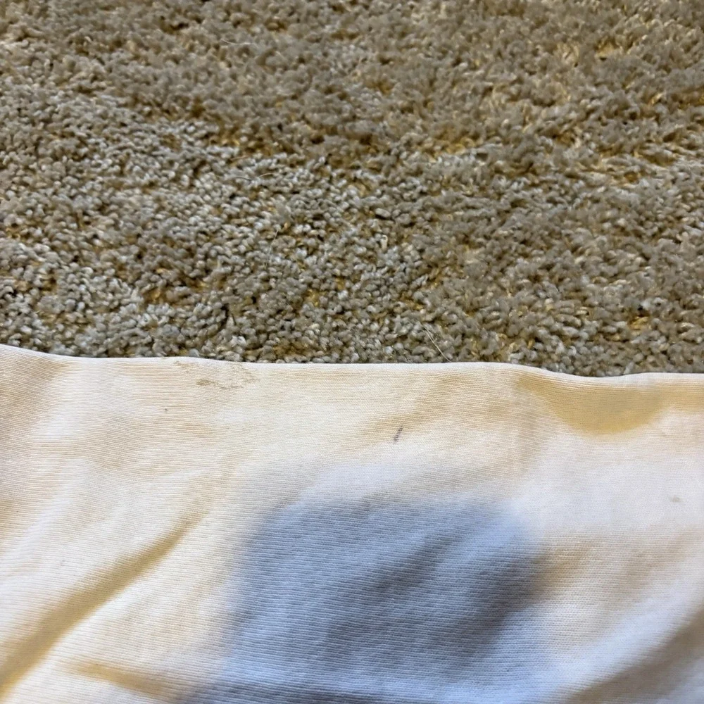 Vintage Y2K Champion Miami Cropped Distressed Crewneck‎ Men's Large Boxy Cream - Picture 8 of 9